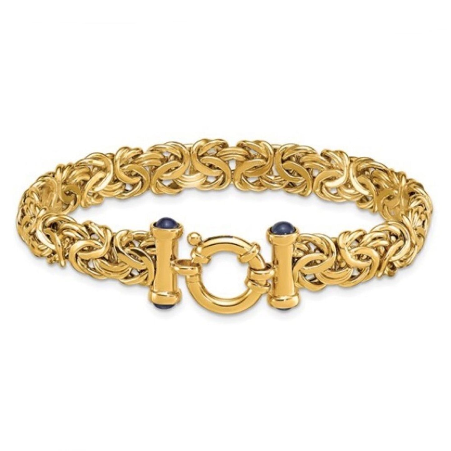 18k Gold Byzantine Bracelet with Sapphires: 7.5 inches long. Made in Italy