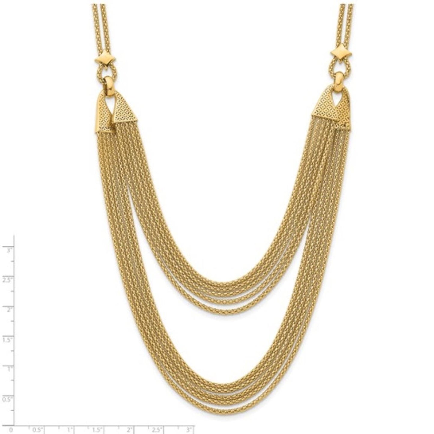 Herco 14K Polished Fancy Multi-Strand Popcorn Chain Necklace