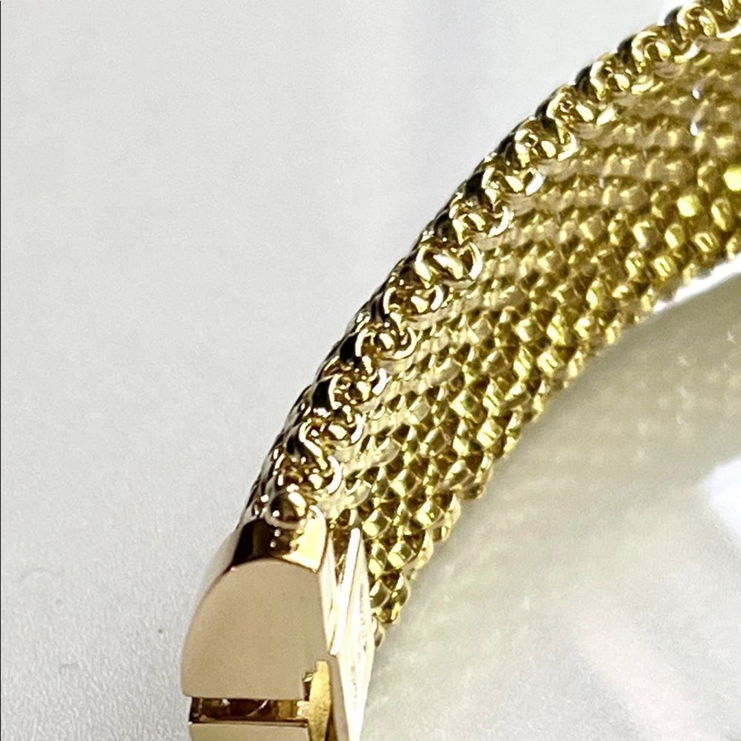 New 14k Gold 7.25in Polished Mesh Bracelet, 18.75mm wide