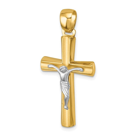 Herco 18K Two-tone Gold Polished and Satin Crucifix Pendant