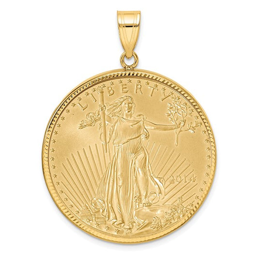 Wideband 10K Gold Polished and Diamond-Cut 1 oz American Eagle Coin Pendant