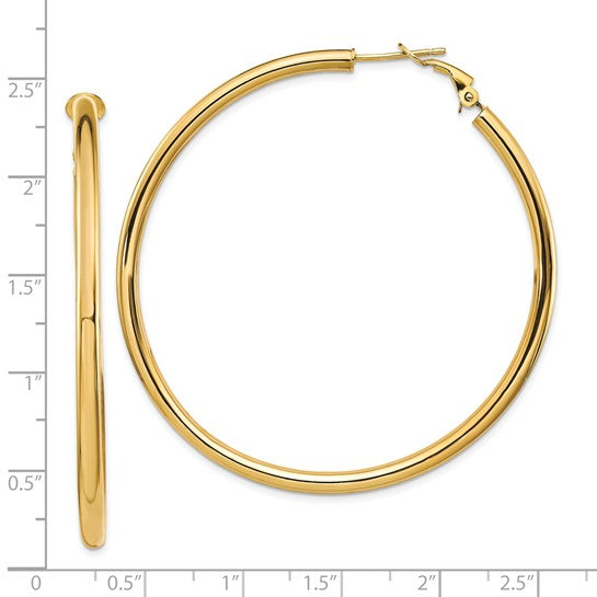10k Gold Large Hoop Earrings with Omega Backs