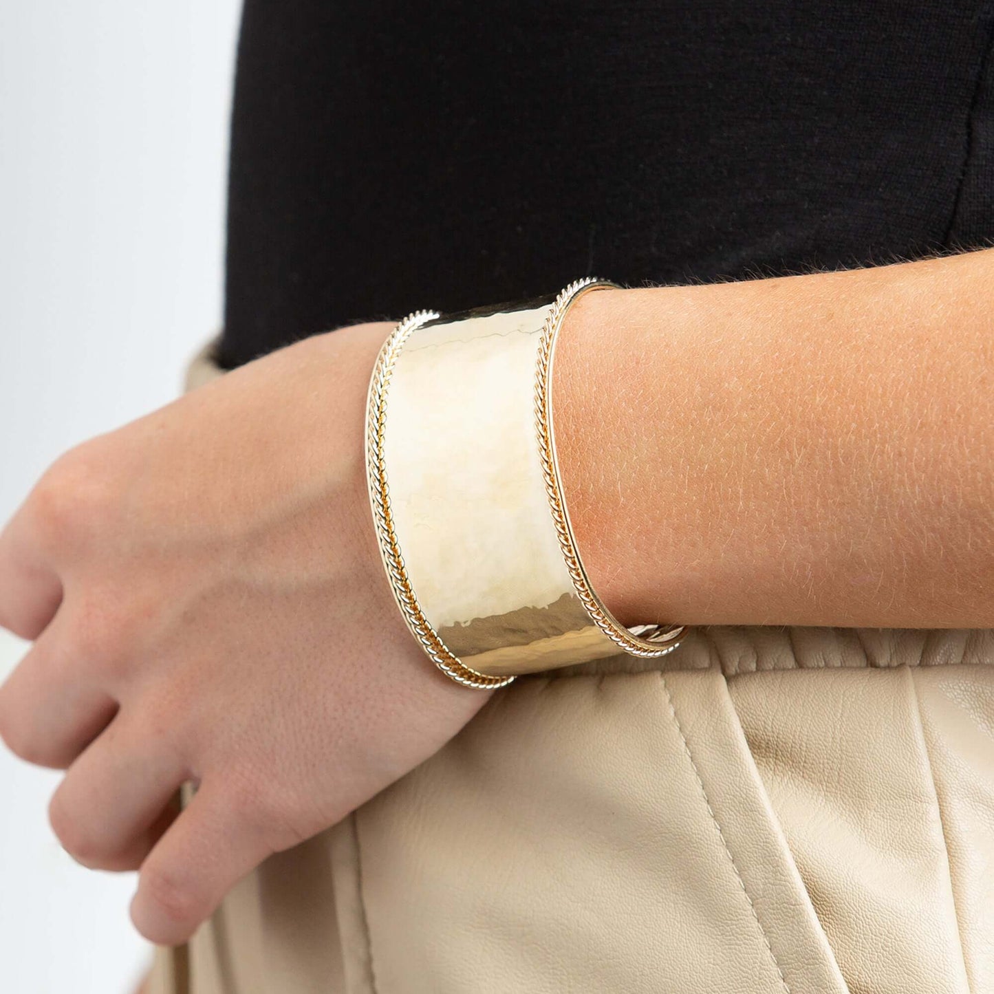 14K GOLD LUCIA LARGE CUFF BANGLE by Phillip Gavriel