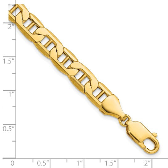 14k Gold Anchor Chain Bracelet, 9 inches long