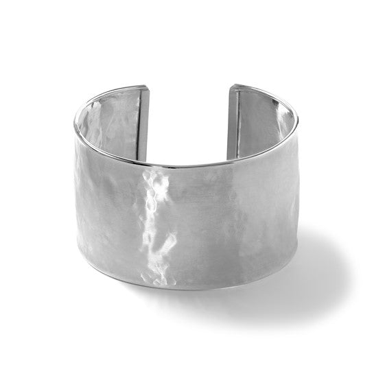 Herco Sterling Silver Rhodium-Plated 37mm Hammered Cuff Bangle – Made in Italy