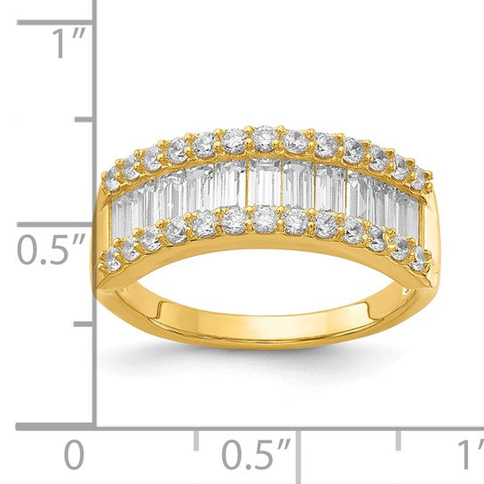 Sterling Silver Fancy Baguette Diamonelle Channel-Set Band Ring – Yellow Gold Vermeil (Sizes 5–10)
