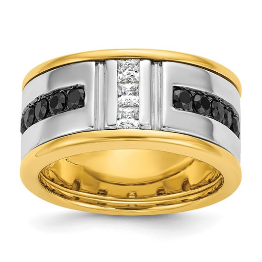 IBGoodman 14K Two-Tone Men's Diamond Ring – Black & White Diamonds – Size 10
