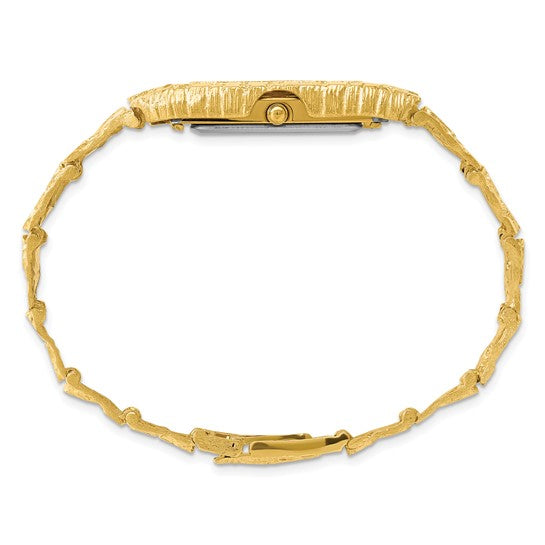 14k Yellow Gold Men’s Solid Nugget Watch - 27x47mm Squared Champagne Dial