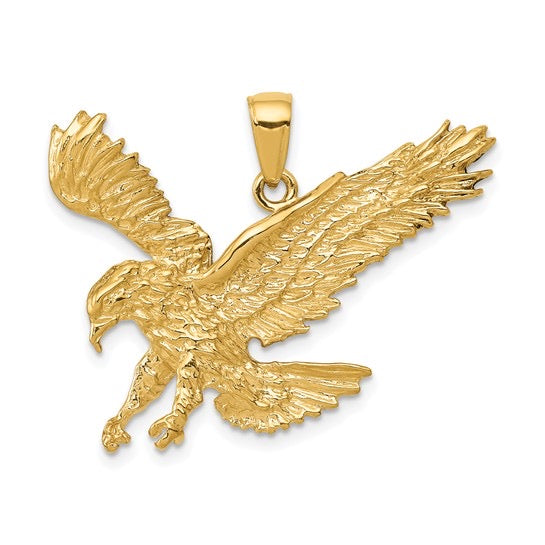 14k Gold Landing Eagle Pendant
