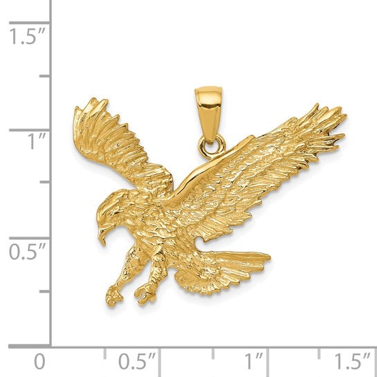 14k Gold Landing Eagle Pendant