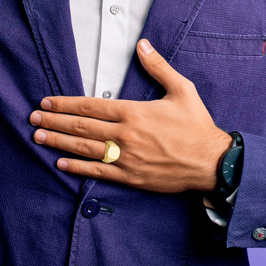 14k IBGoodman Men's Cushion Signet Ring