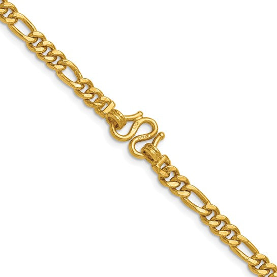 Herco 24K Polished 4.8mm Solid Figaro 20 Inch Chain