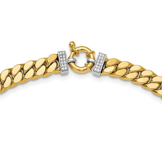 Leslie's 14K Two-tone CZ Polished Fancy Curb Necklace