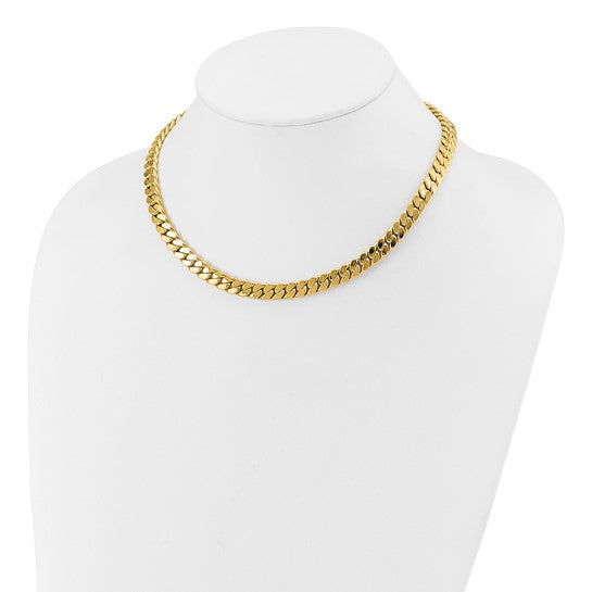 Leslie's 14K Two-tone CZ Polished Fancy Curb Necklace