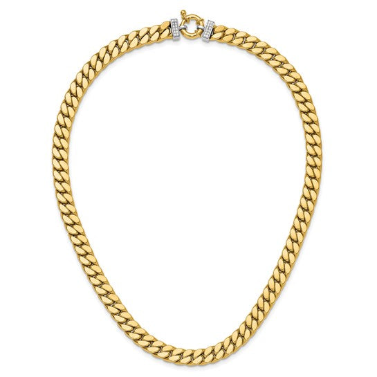 Leslie's 14K Two-tone CZ Polished Fancy Curb Necklace