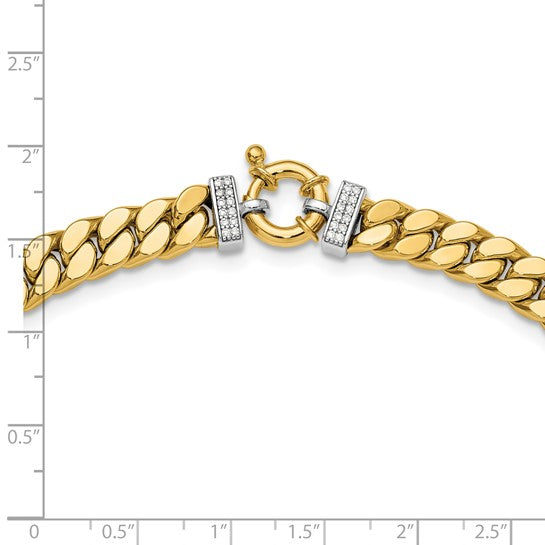 Leslie's 14K Two-tone CZ Polished Fancy Curb Necklace