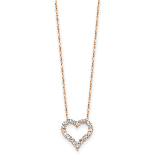 True Origin 14K Rose Gold 1 carat Lab Grown Diamond Open Heart Necklace