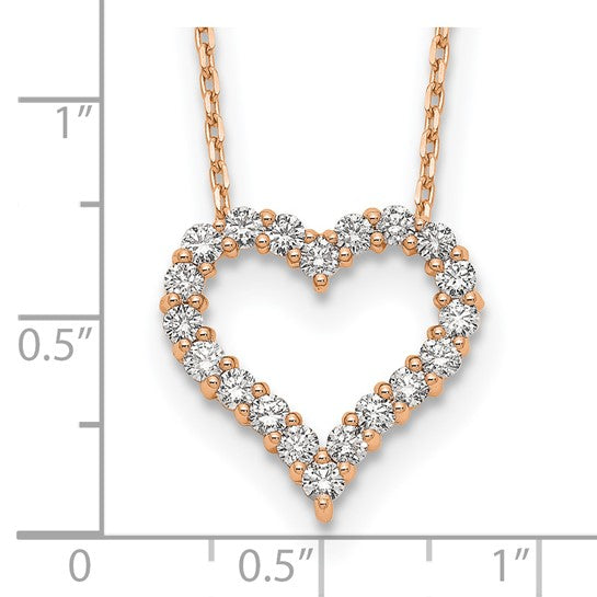 True Origin 14K Rose Gold 1 carat Lab Grown Diamond Open Heart Necklace