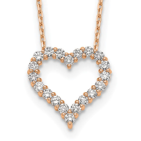 True Origin 14K Rose Gold 1 carat Lab Grown Diamond Open Heart Necklace