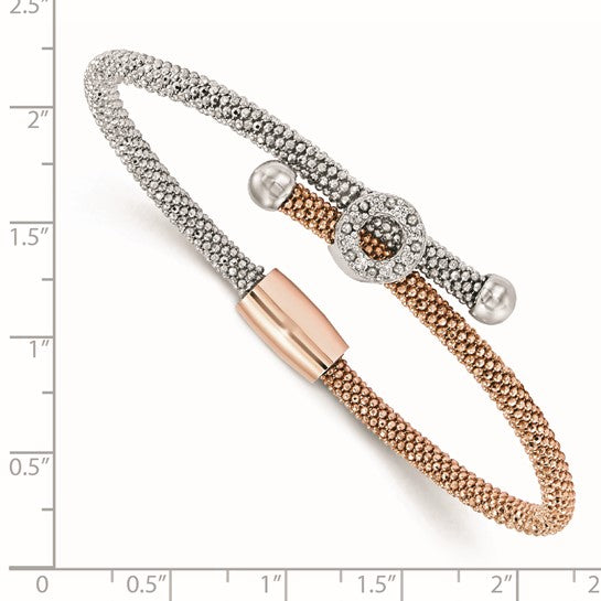 Leslie's Sterling Silver Rose-tone Textured CZ Bracelet