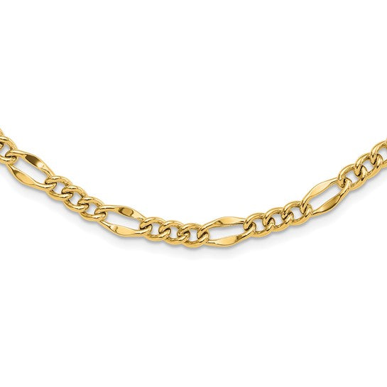 14k Gold 6.7mm Figaro Chain, 24.5 inches long
