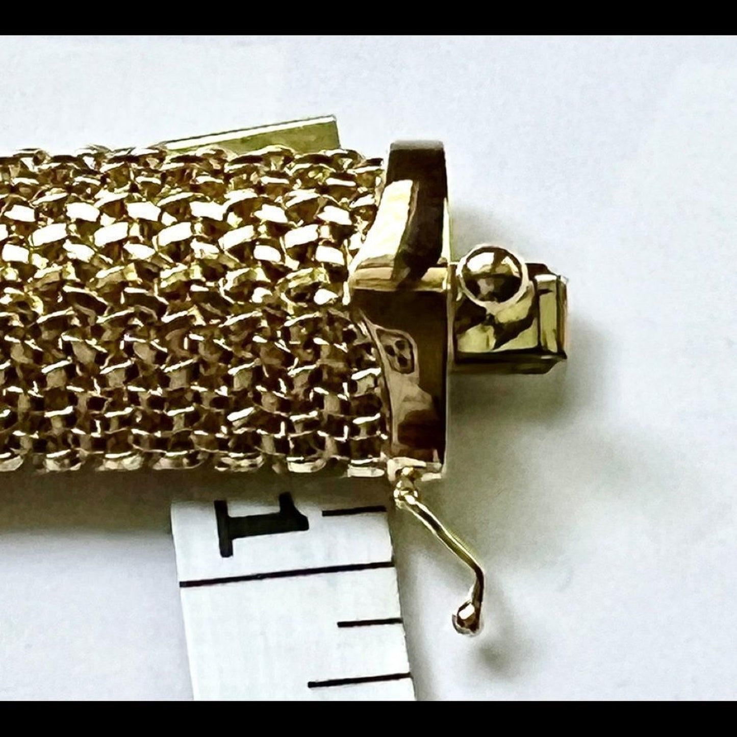 New 14k Gold 7.25in Polished Mesh Bracelet, 18.75mm wide