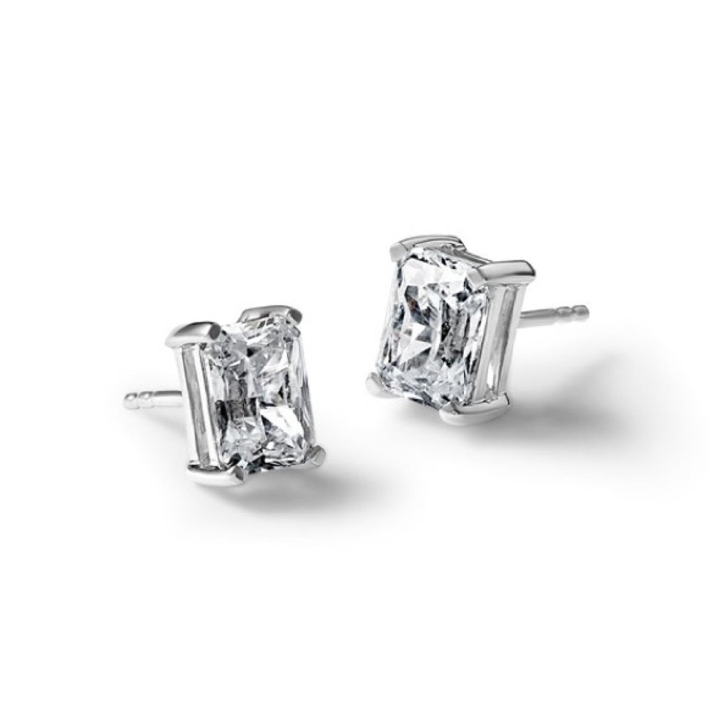 5 Carat Radiant Cut Lab Grown Diamond Earrings 14K White Gold Studs