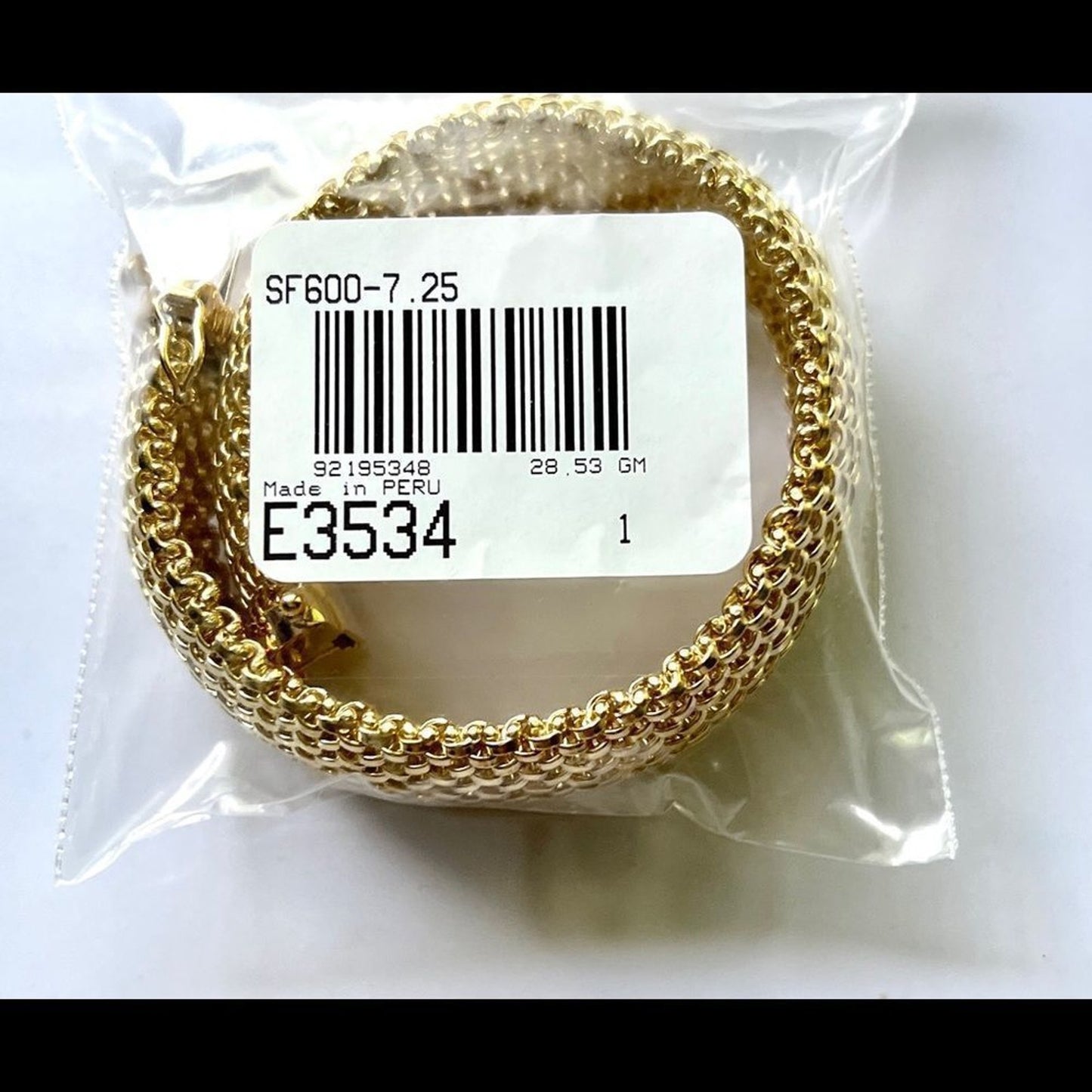 New 14k Gold 7.25in Polished Mesh Bracelet, 18.75mm wide