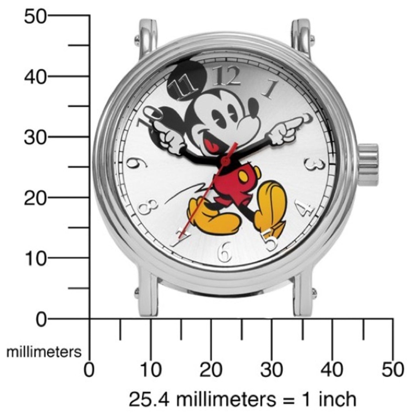 Disney Adult Mickey Mouse with Moving Hands Black Leather Band Watch