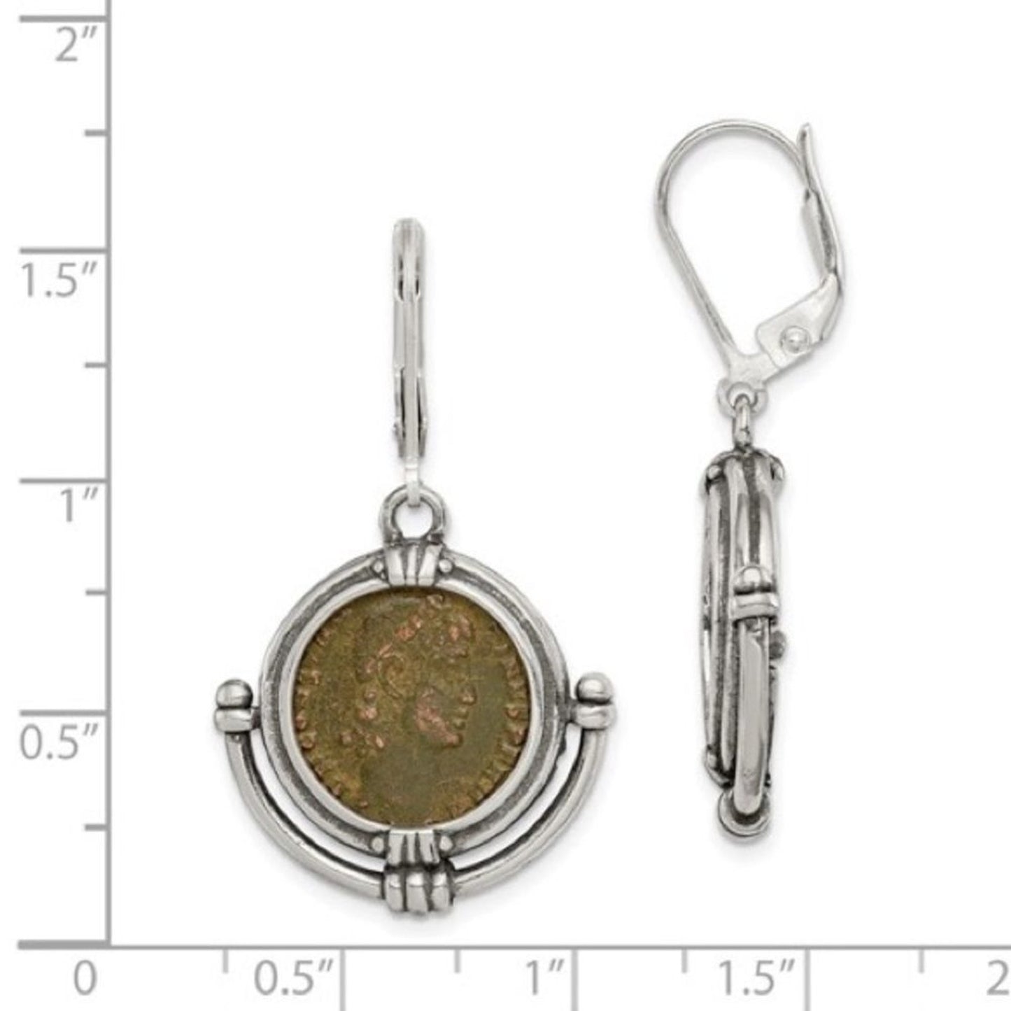 .925 Sterling Silver Ancient Coin Earrings with Certificate of Authenticity