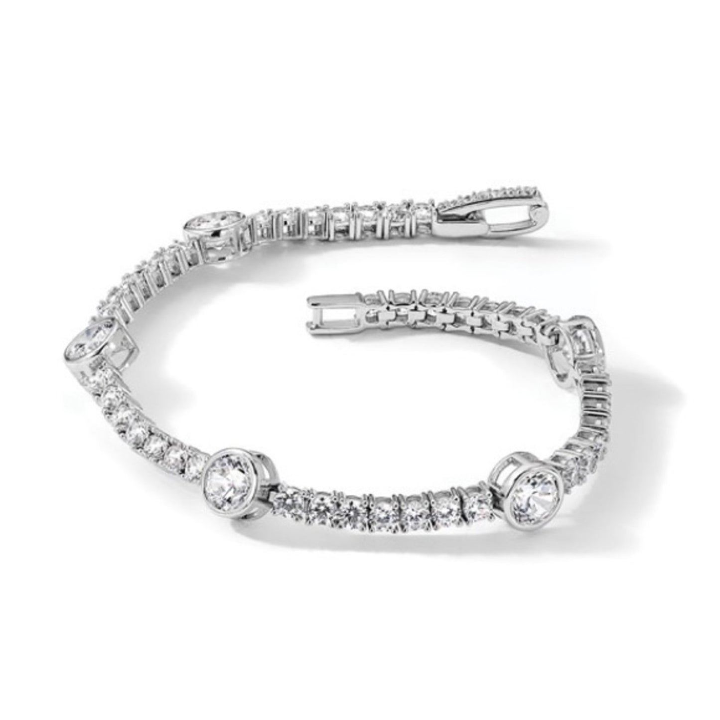 Sterling Silver Rhodium-plated Cubic Zirconia Tennis Bracelet