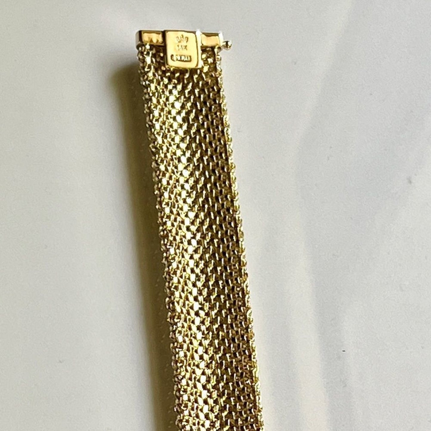 New 14k Gold 7.25in Polished Mesh Bracelet, 18.75mm wide