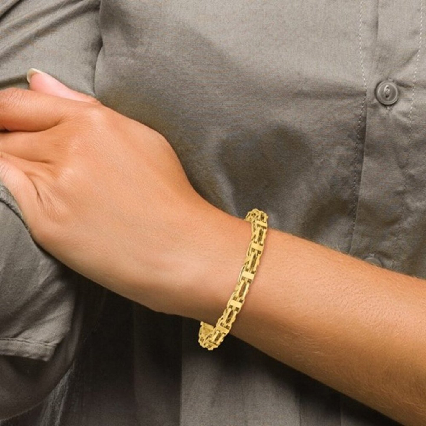 Leslie’s 14K Yellow Gold Polished Link Men's Bracelet | 8.5” | 21.18g | Made in Italy