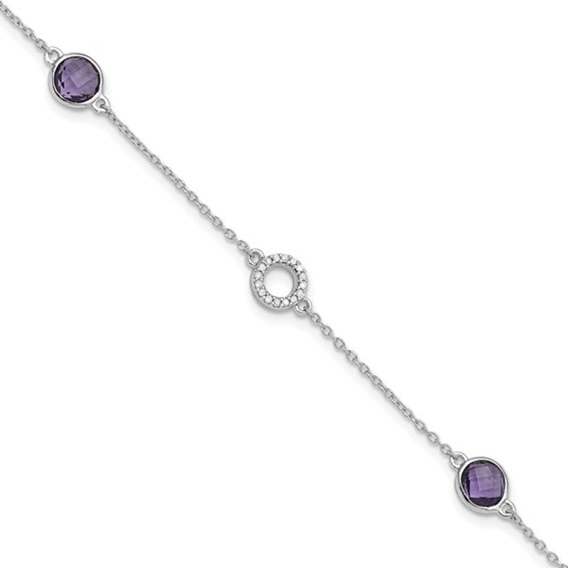 Sterling Silver White Ice Diamond and Amethyst Bracelet: An Elegant Accessory