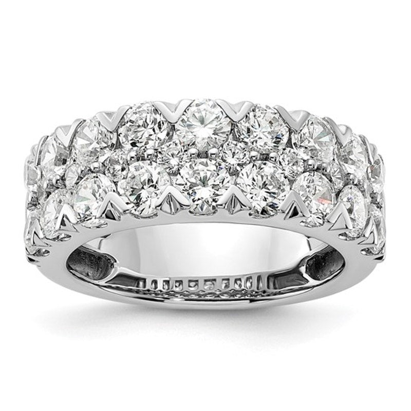 14K White Gold 3 Carat Lab Grown Diamond Double Row Band (VS/SI+, G+)