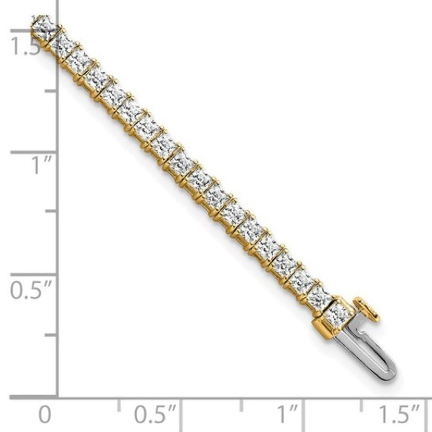 14K Yellow Gold 5ct Princess Lab-Grown Diamond Tennis Bracelet – 7"
