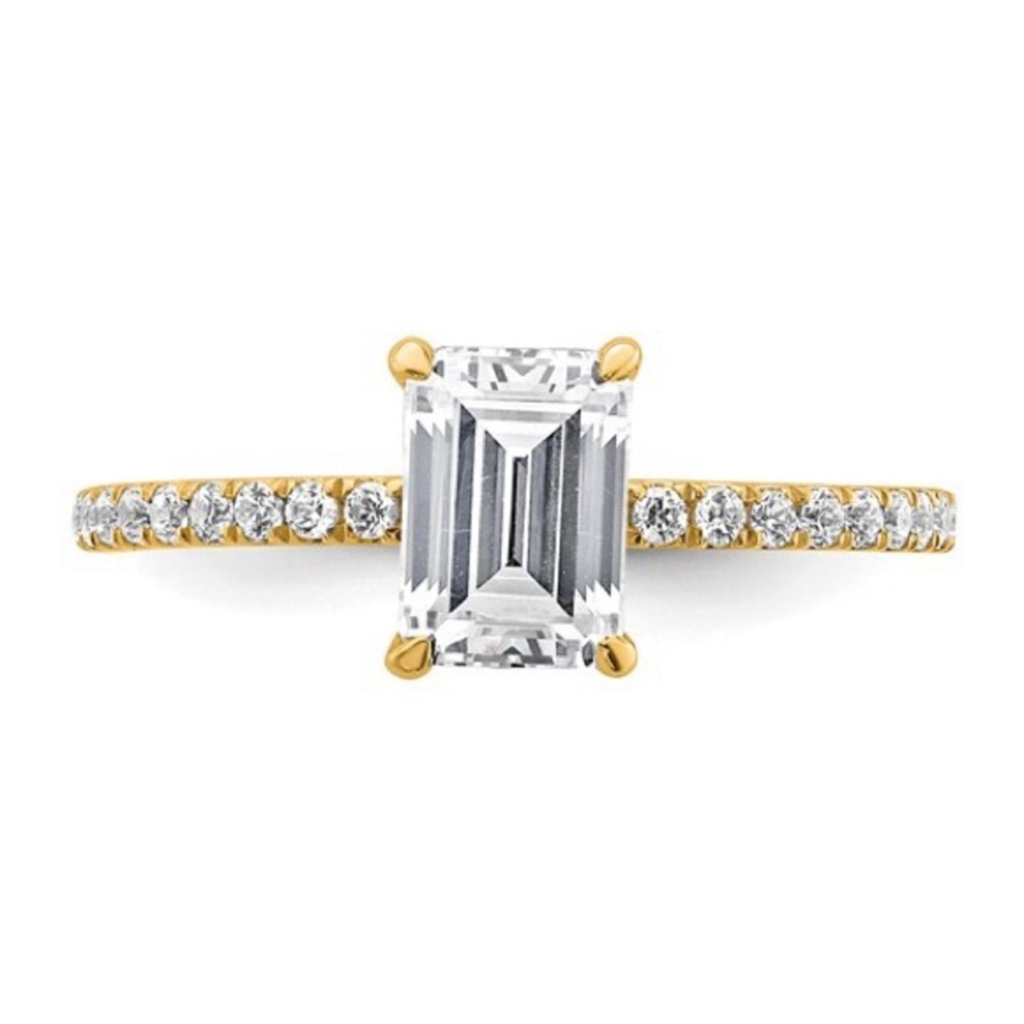 14K Yellow Gold 1.4 CT Emerald Cut Certified Lab Grown Diamond Engagement Ring