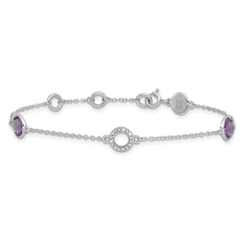 Sterling Silver White Ice Diamond and Amethyst Bracelet: An Elegant Accessory