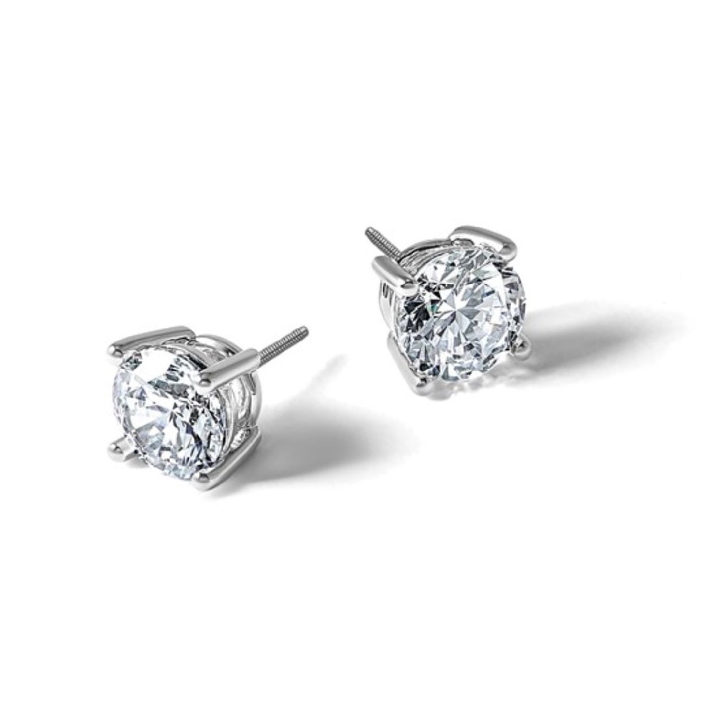 Solid 14K White Gold 1ctw Colorless Lab Diamond Studs VS+ F+ ScrewbacK