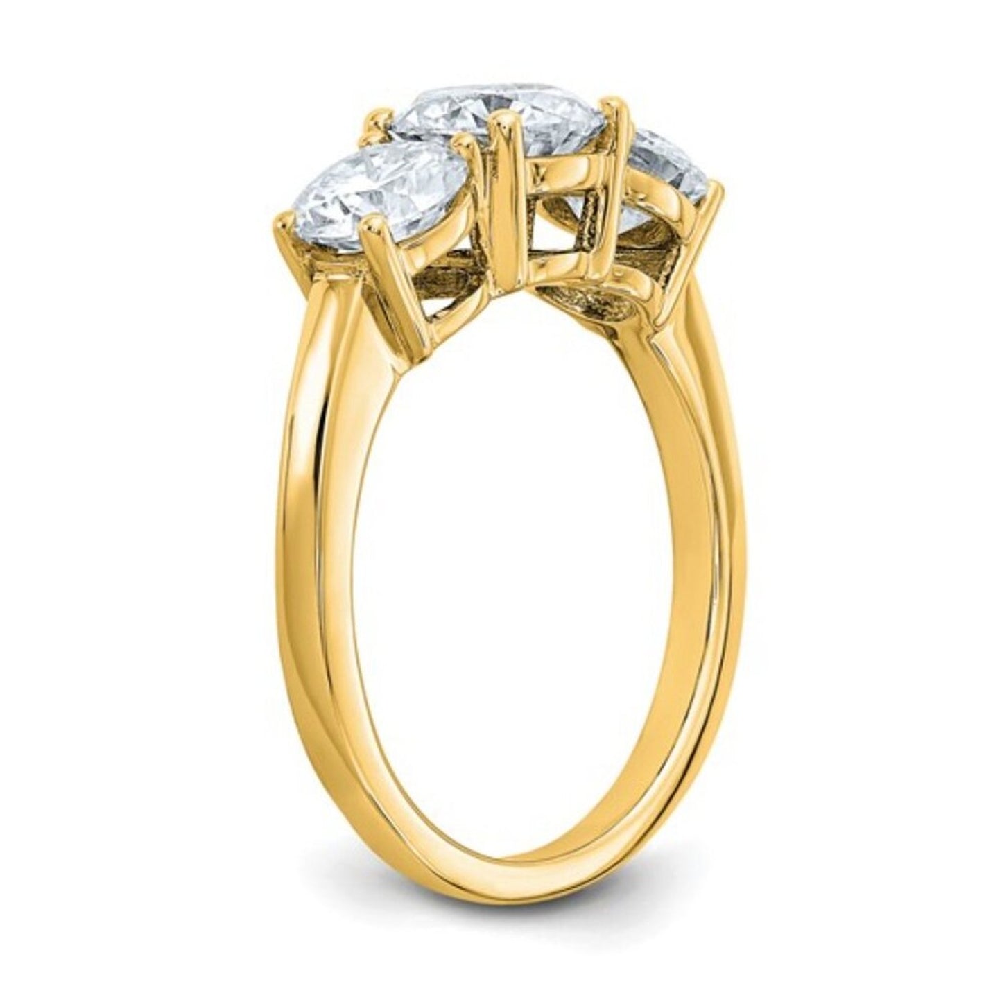 14K Yellow Gold 2.2 CT TRUE Light Moissanite Three Stone Engagement Ring