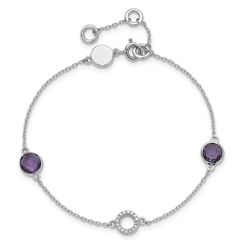 Sterling Silver White Ice Diamond and Amethyst Bracelet: An Elegant Accessory