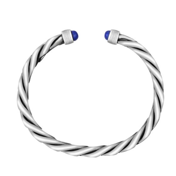 Men's Silver Lapis Cable Bracelet by Phillip Gavriel