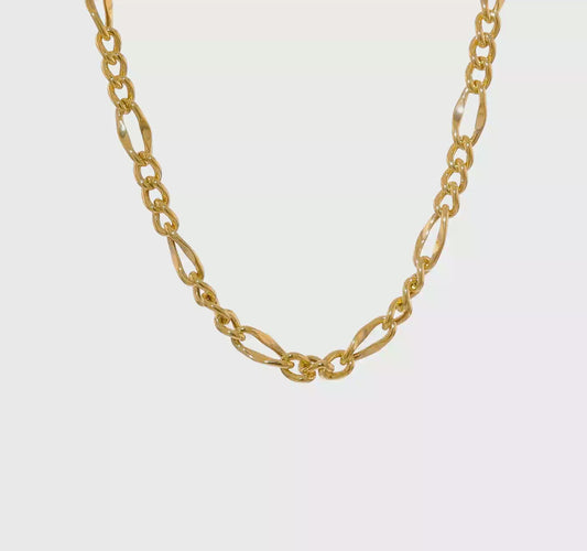 14k Gold 6.7mm Figaro Chain, 24.5 inches long