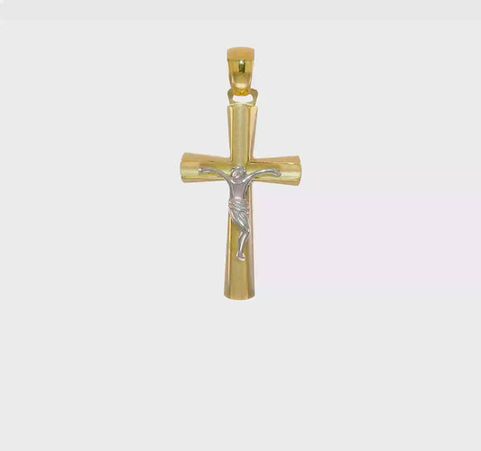 Herco 18K Two-tone Gold Polished and Satin Crucifix Pendant