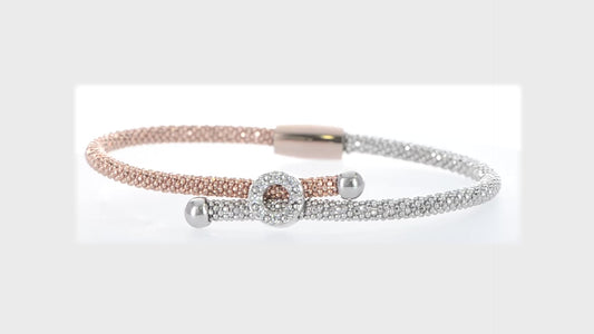 Leslie's Sterling Silver Rose-tone Textured CZ Bracelet