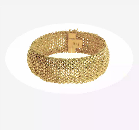 New 14k Gold 7.25in Polished Mesh Bracelet, 18.75mm wide