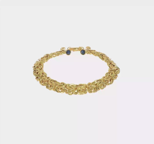 18k Gold Byzantine Bracelet with Sapphires: 7.5 inches long. Made in Italy