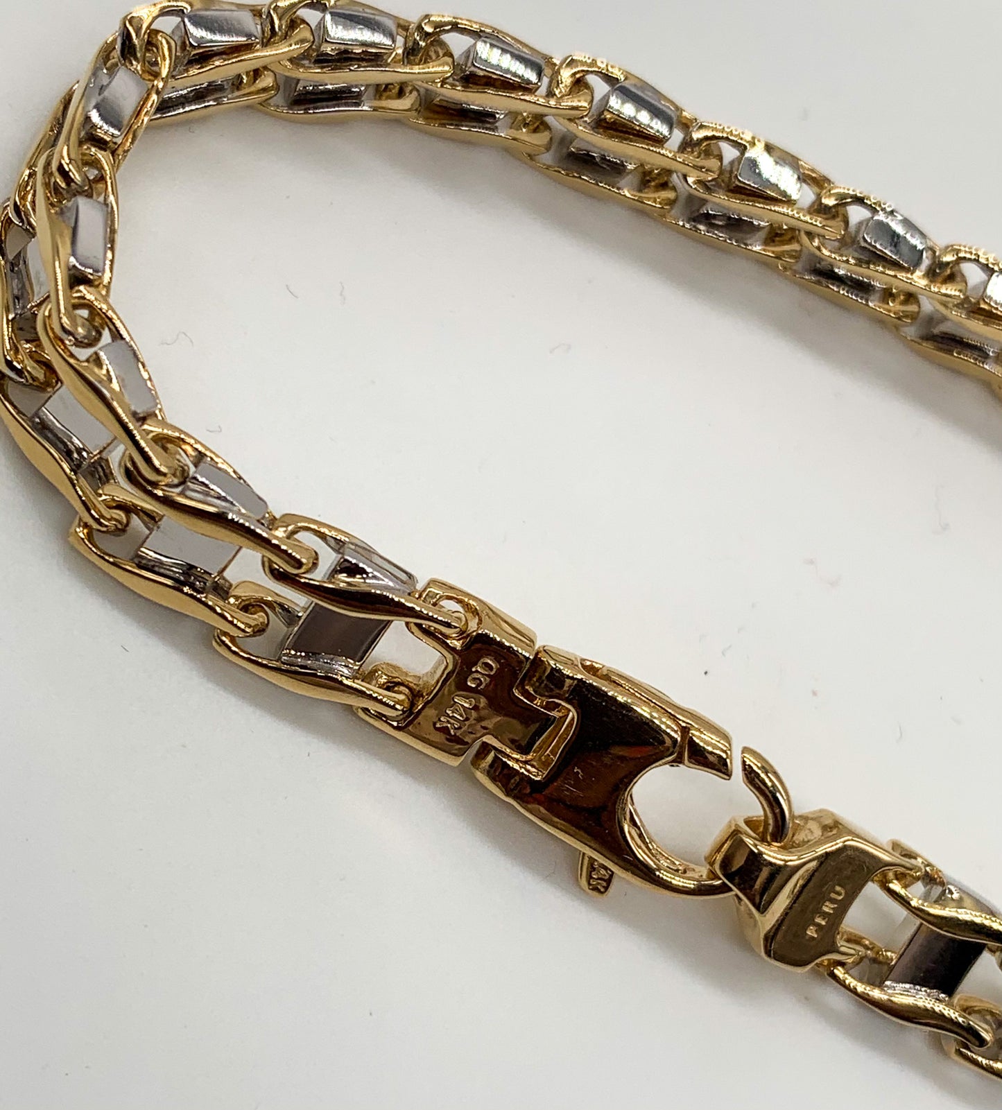 14k Two-Tone Railroad Link Man's Bracelet