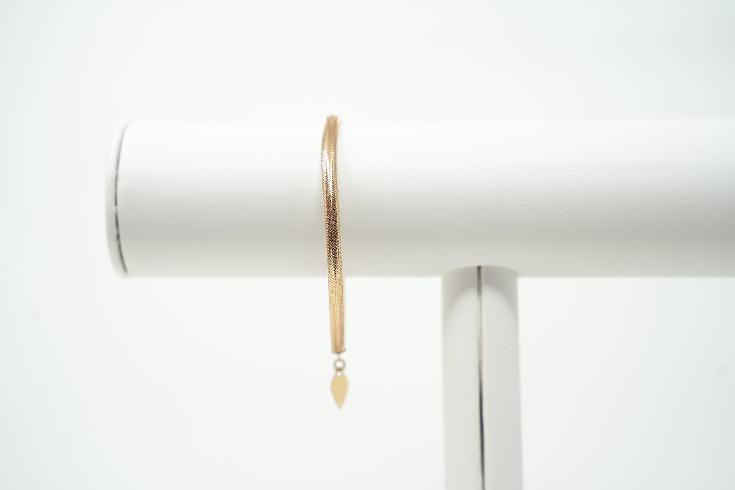 14k Gold Stretch Heart Tag Bracelet