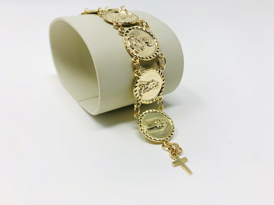 10k or 14k Gold Traditional Saints Bracelet